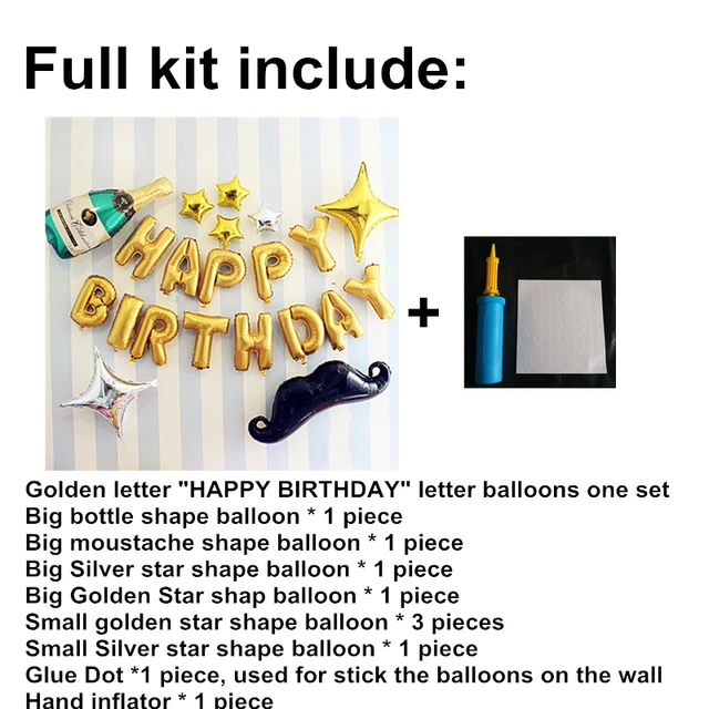 Mylar Kit De Ballons Avec Lettres Or Joyeux Anniversaire Idees De Decoration De Fete D
