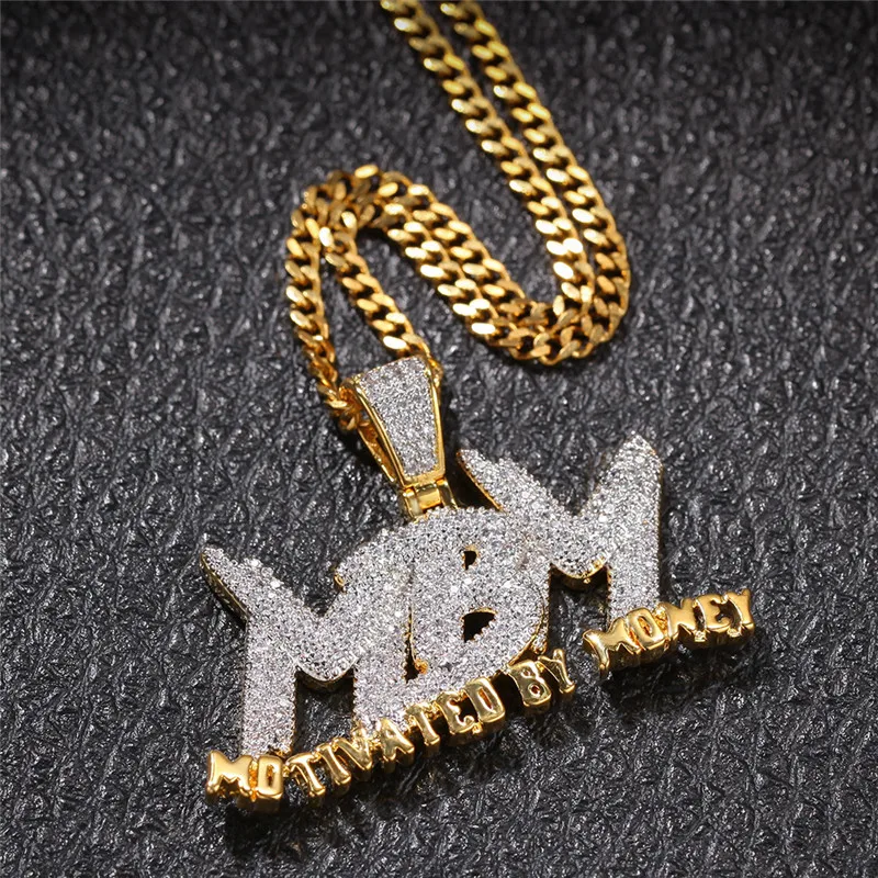 

Iced Out Letters Pendant Necklace New Arrival AAA Zircon 2 Colors Men's Charms Necklace Fashion Hip Hop Jewelry Gifts