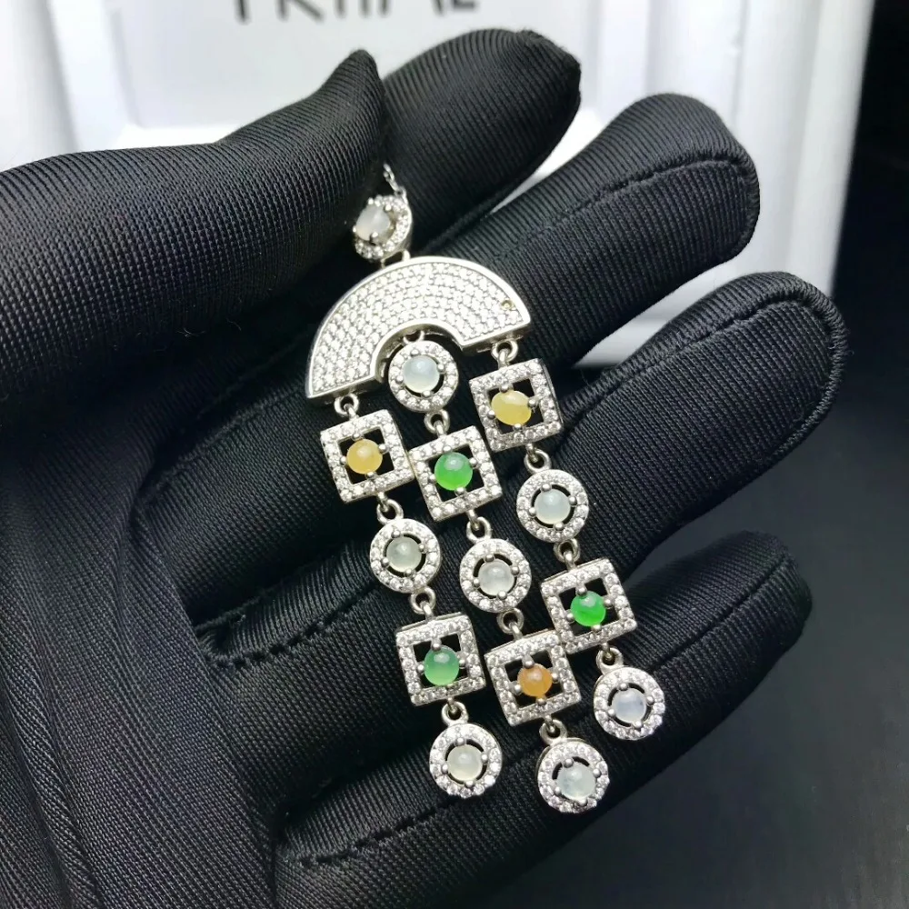 KJJEAXCMY бутик ювелирных изделий, 925 чистого серебра, инкрустированные jade ожерелье