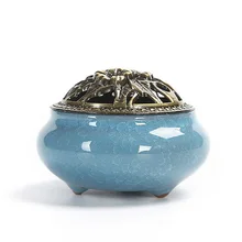 Керамические горелки для благовоний портативный курильница ладан держатель Йога ладан подарок медный покрытый керамический сосуд для благовоний буддийский древний