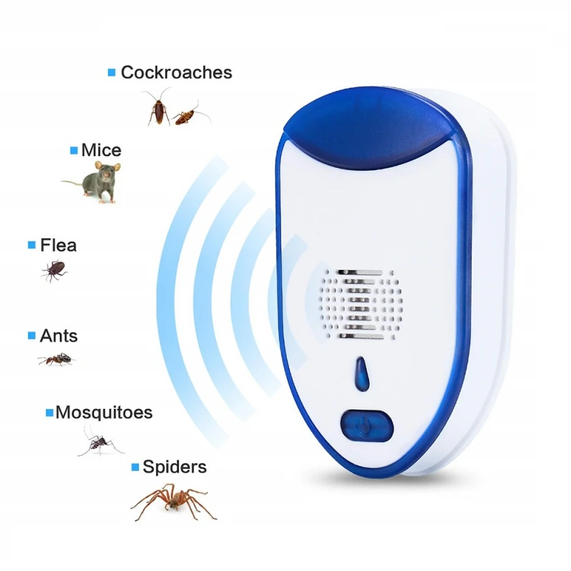 ドロップシッピング新超音波害虫リペラー電子プラグ屋内蚊よけと青色表示ライト虫除け AliExpress