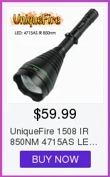 UniqueFire 1505 IR 850NM светодиодный фонарик инфракрасный 38 мм выпуклая линза 3 режима ночное видение лампа+ Зарядное устройство для кемпинга