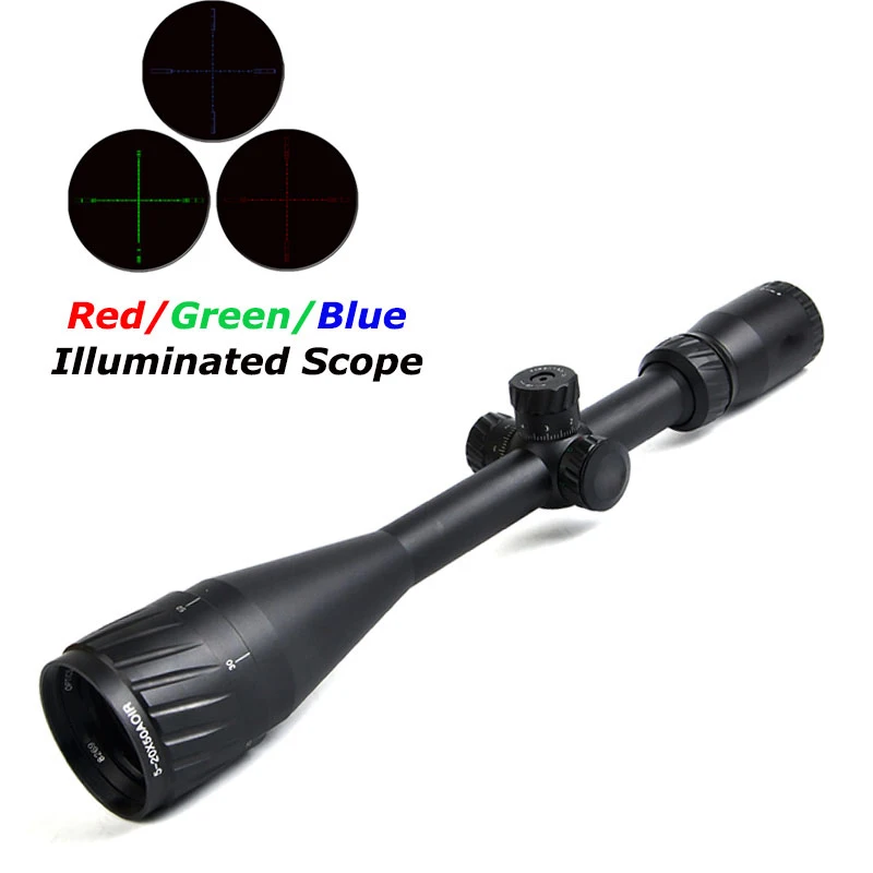 

5-20X50 AOIR Tactical Optic Sight RGB Illuminated Riflescope Reticle Rifle Scope Full Size Tactical Scopes Hunting