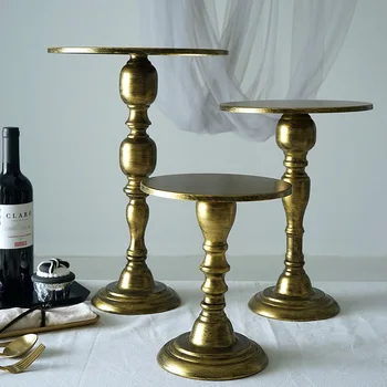 

High-end wedding dessert table cake tray Vintage gold cake stand Golden dessert stand Cake display tray 10pcs