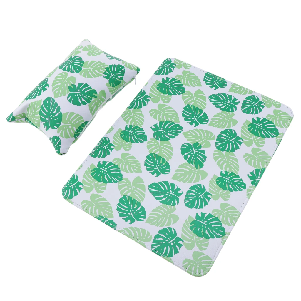

PU Leather Soft Hand Cushion Pillow and Pad Rest Nail Art Arm Rest Holder with Leaf Pattern
