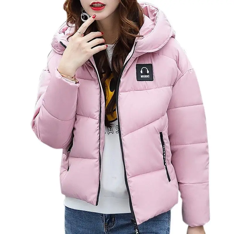 

Yiwa Women's Cotton Padded Jacket Zipper Short Hooded Coat Winter Warm Top for Ladies padded jacket female women wadded