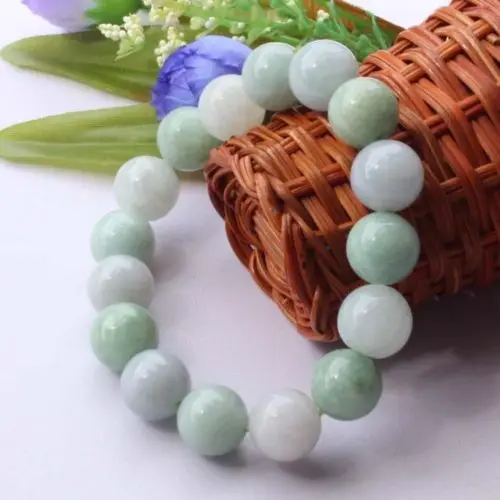 

Free shipping 435 Icy stone Two Color Jadeite Bead (14MM) Bangle Bracelets