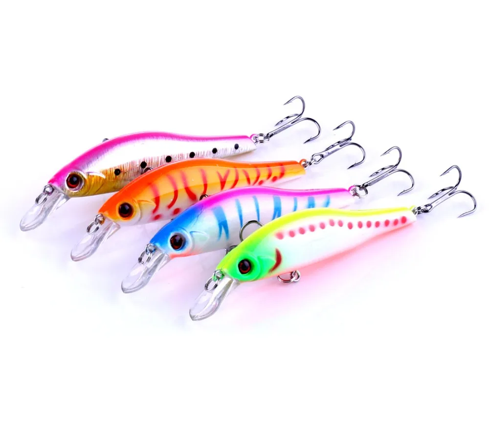 

8pcs 4 Colors Minnow Fishing Lure Artificial Fishing Tackle Crankbait Plastic Hard Bass Baits Swimbait Fishing Wobbler (MI037)