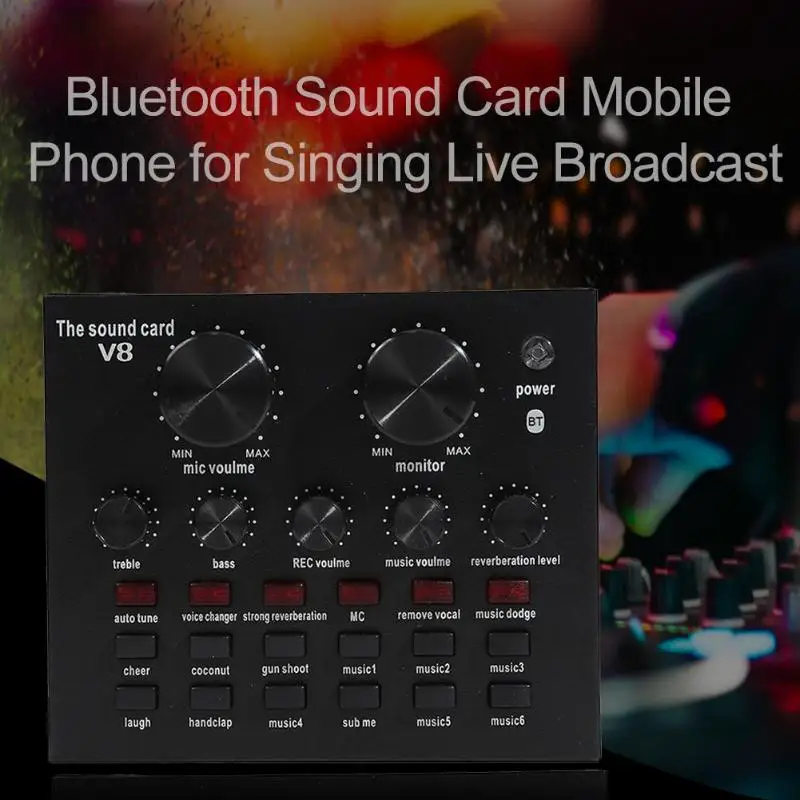 V8 прямая трансляция звуковая карта аудио Внешняя USB гарнитура микрофон прямая трансляция Звуковая карта для мобильного телефона компьютера ПК