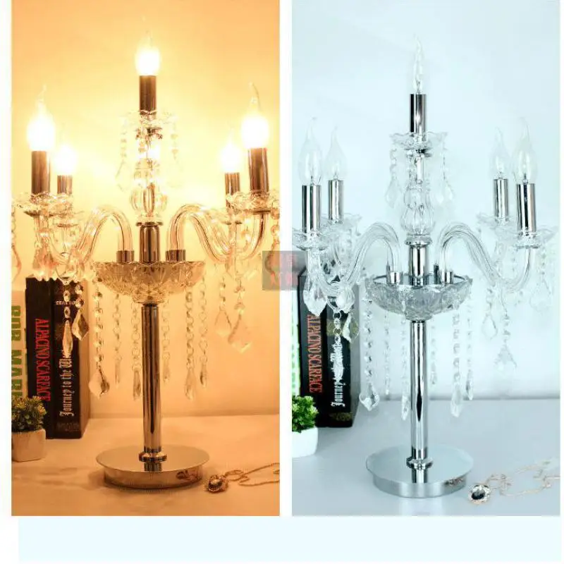Home Led candle crystal candelabra 5 Head glass table Lamp Italy
