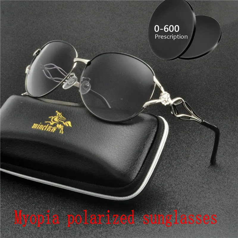 

Prescription Finished Polarized Myopia Sunglasses Women butterfly Short sighted Optics Eyewear Diamond ladies sunglasses FML