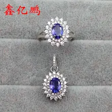 925 Серебряный декор натуральный Танзанит комплект ювелирных изделий