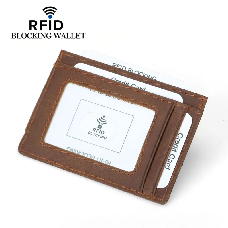 GENODERN Магнитный кошелек из натуральной кожи с зажимом для денег спереди rfid