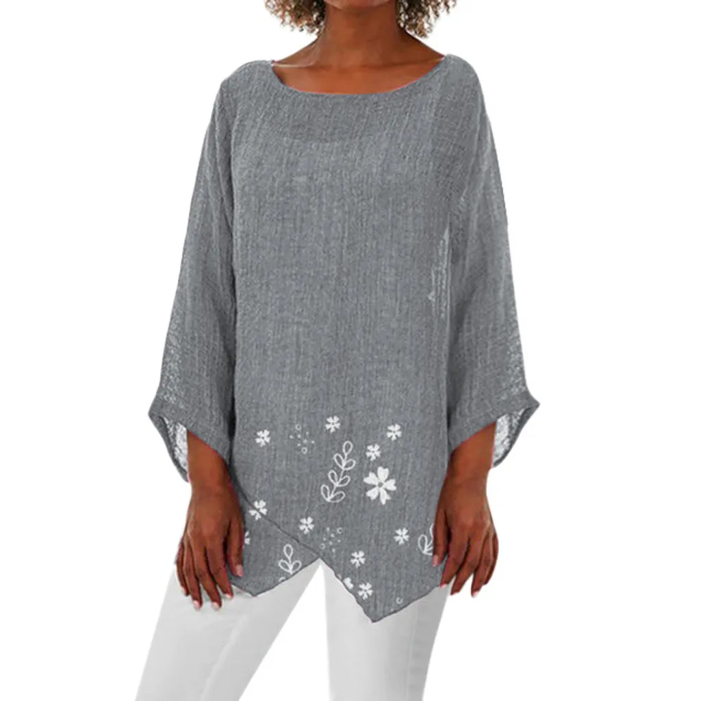 

Womens Tops And Blouses Printed Women Blouses Long Sleeve Polyester Long Ladies Tops Round Neck Women Shirts chemise femme