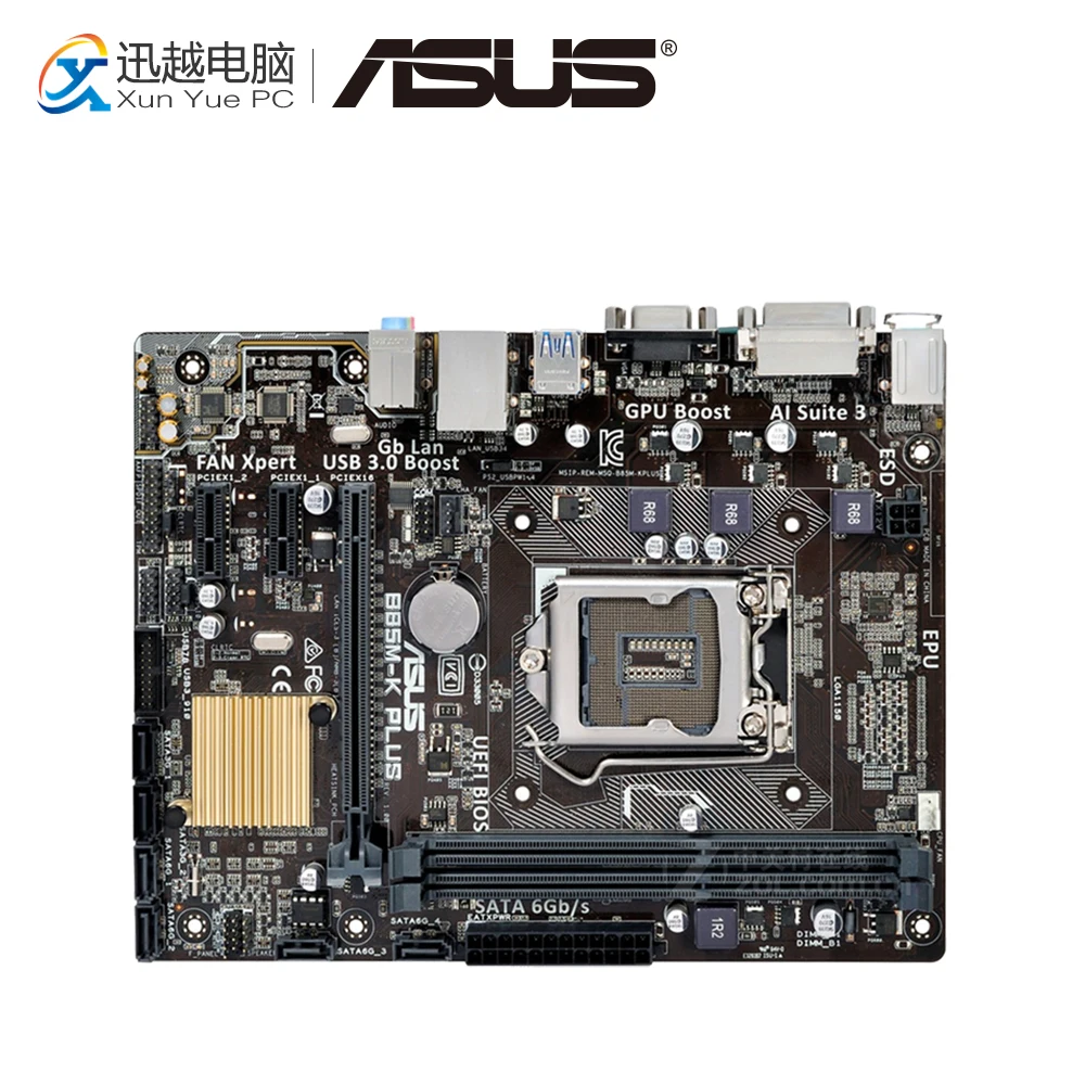 

Asus B85M-K PLUS Desktop Motherboard B85 Socket LGA 1150 i7 i5 i3 DDR3 16G SATA3 USB3.0 Micro-ATX