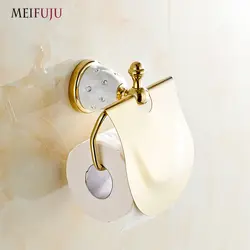 Meifuju Золото Туалет Бумага держатель с бриллиантом держатель рулона ткани держатель твердой латуни Аксессуары для ванной комнаты Продукты