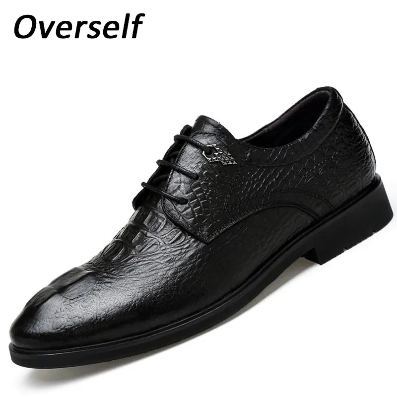 

Men's dress shoes New Crocodile Style mens formal leather shoes Crocodile High Quality Business Oxford Cow Genuine Leather