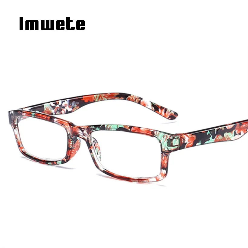 

Imwete Unisex Small Frame Reading Glasses Women Men Toughness Unbreakable Eyeglasses Transparent Lens with Diopter Flower Frame