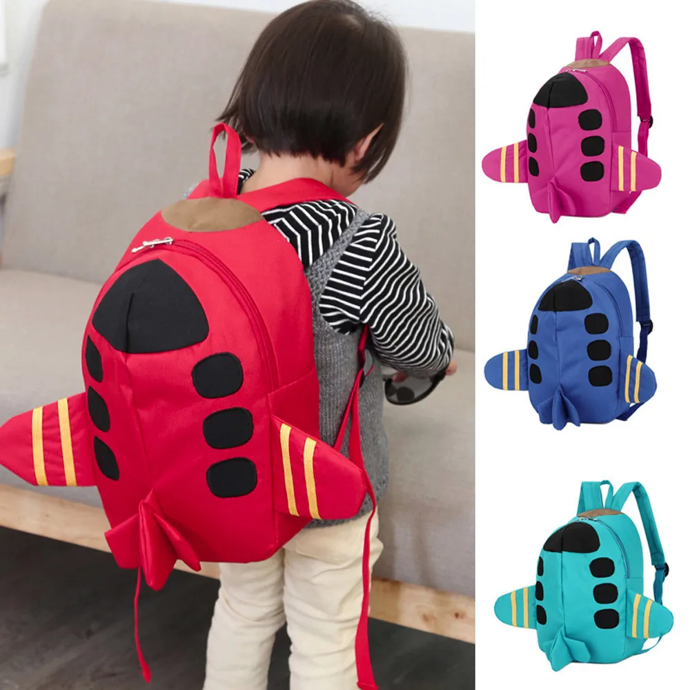HIINST Baby Fashion Plush Backpacks Boys Girls Kids Plane Pattern