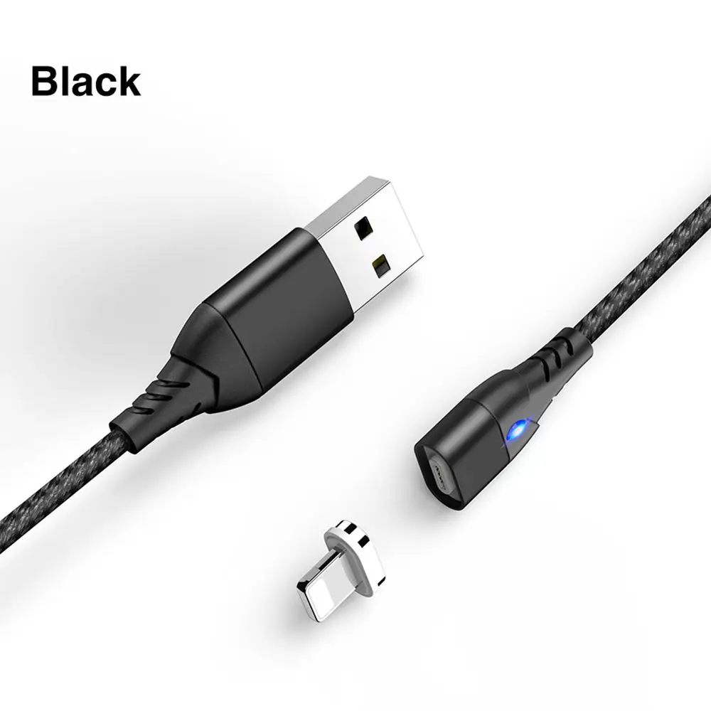 Kisscase Магнитный Micro usb type-C кабель для быстрой зарядки для iPhone samsung Быстрый USB кабель для синхронизации данных адаптер для зарядного устройства - Цвет: Black single line