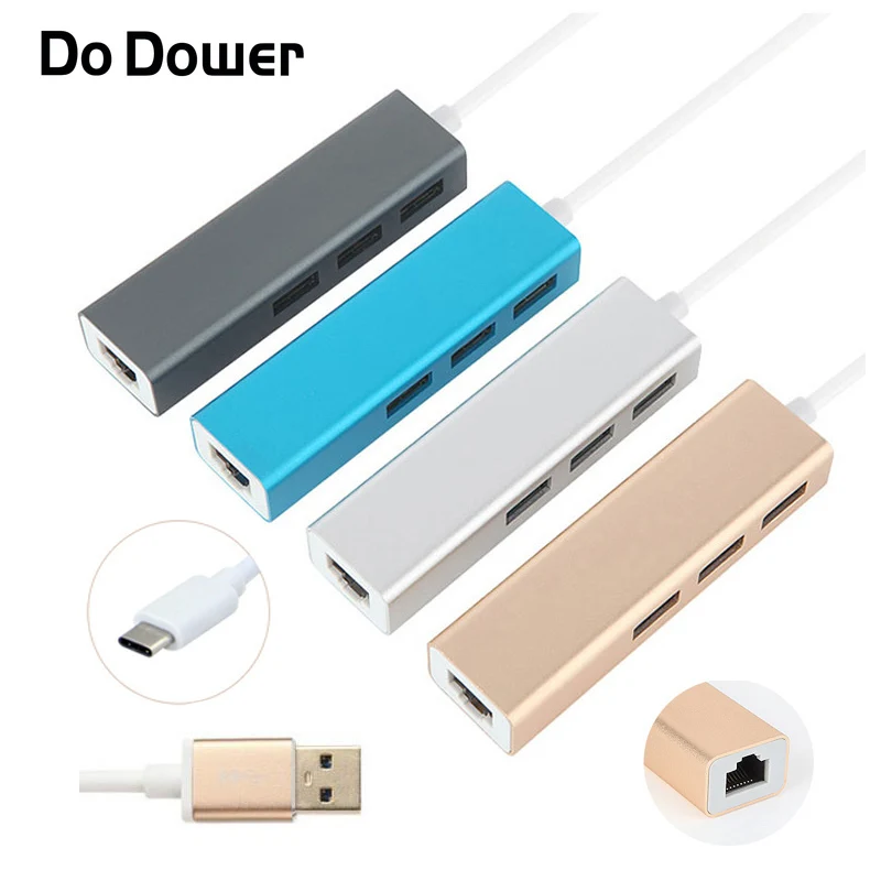 

Do Dower USB 3.0 Type-C Gigabit Ethernet Adapter With 3 Port Hub to RJ45 Lan Network Port Card For Windows XP 7 8/Mac OS Adapter