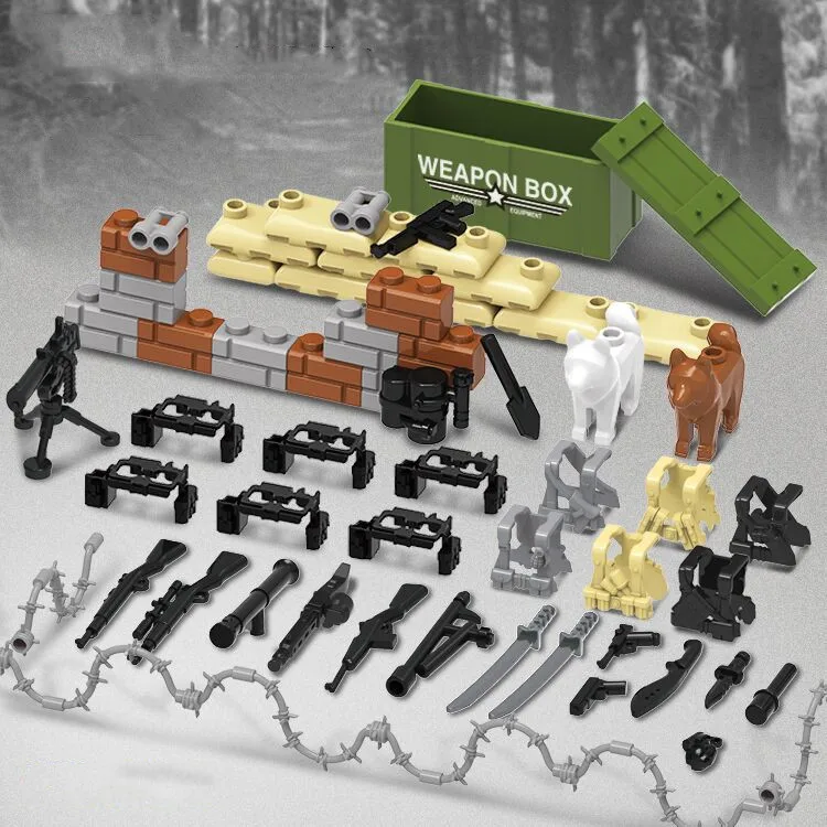 

Heavy Machine Guns DIY Military Weapons Bazooka Soldiers Army Model Building Block Brick Arms WW2 Police Legoings Toys