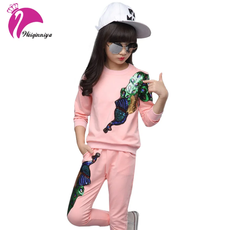 

New Arrival Spring Girl Children Clothing Set Embroidered Baby Kids Cartoon Long Sleeve T Shirt Pants Suit Sport Suit