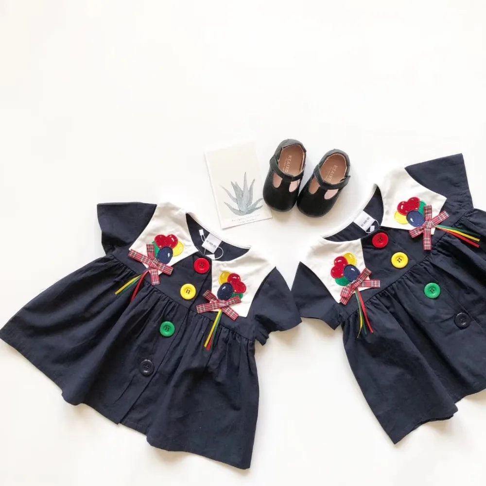 

summer baby girls tops embroidery balloon sailor collar sweet infant girls clothes