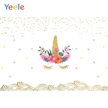 

Yeele Unicorn Bedhead Cartoon Fallen Glitter Waves Photography Backdrops Personalized Photographic Backgrounds For Photo Studio