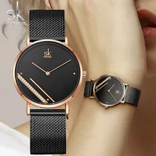 SK Fashion Ultra Thin Women Quartz Watch Ladies Wrist Watch SHENGKE Luxury Brand Female Clock Steel Watches For relogio feminino