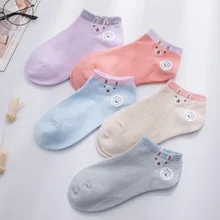 Высокое качество, милое элегантное платье Прекрасный Принт с героями мультфильмов Kawaii, милые Harajuku хлопок Для женщин носки хлопковые повседневные короткие носки 5 пар в партии