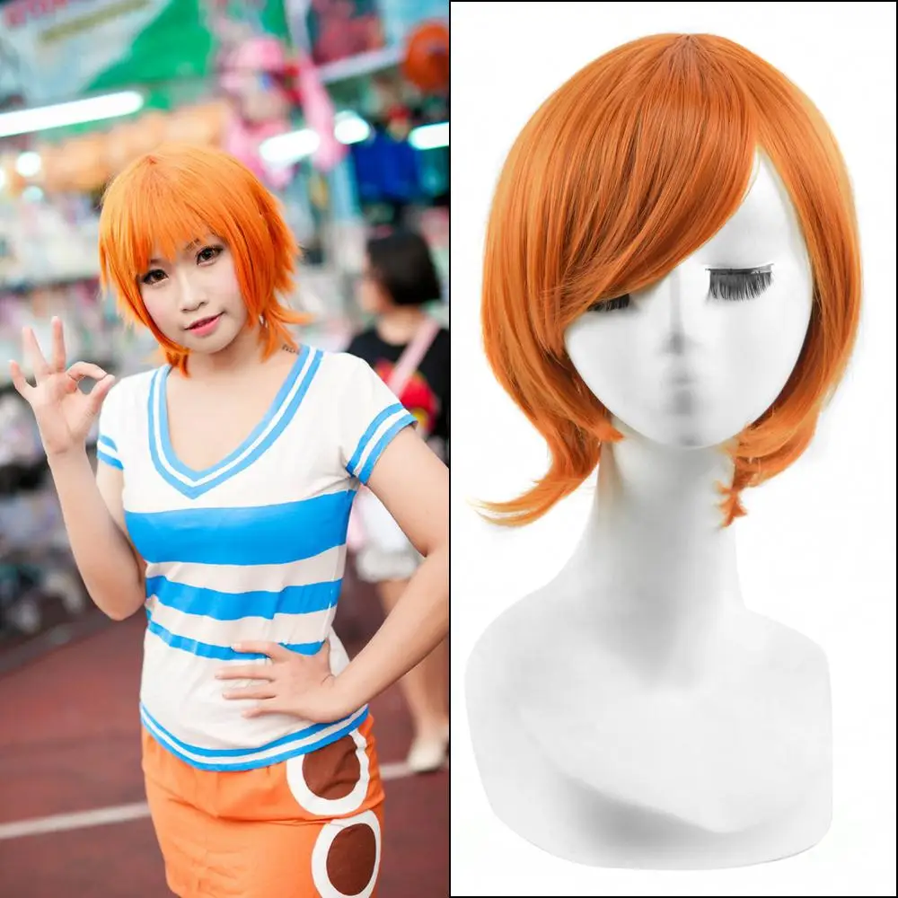 30cm Orange Short Straight Haircuts Anime One Piece Nami Cosplay