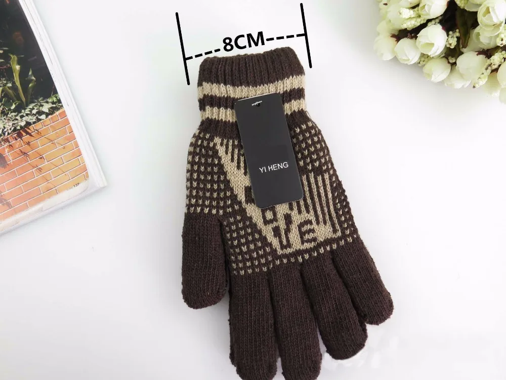 GLV899 Men Double layer knitted winter cycling outdoor sports font b gloves b font five fingers