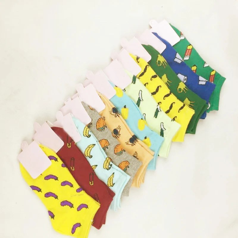 Модные короткие хлопковые носки 11 цветов для мужчин и женщин с забавными фруктами, 1 пара, детские носки