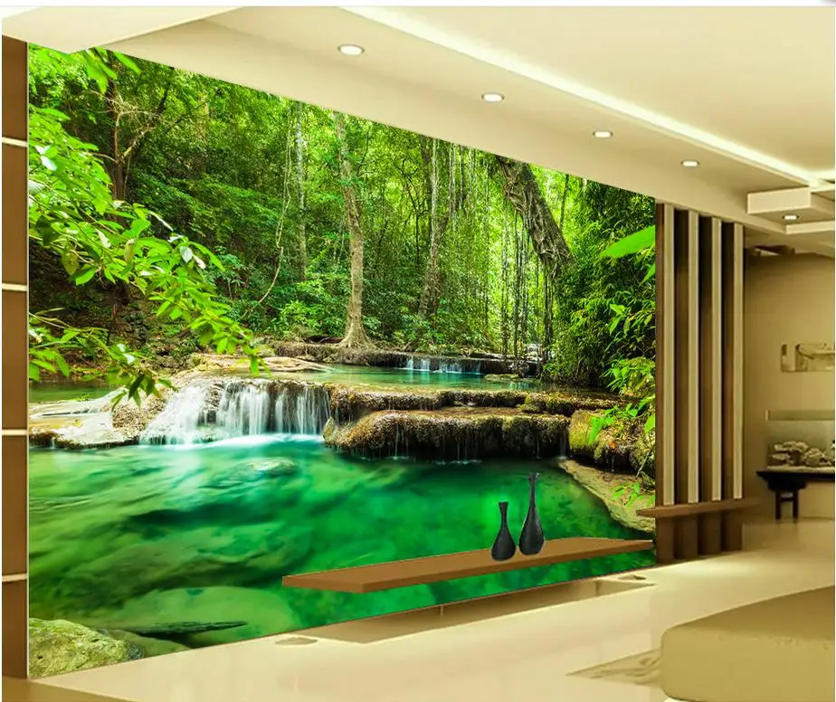 Benutzerdefinierte 3d wallpaper Wald grün wasser ...