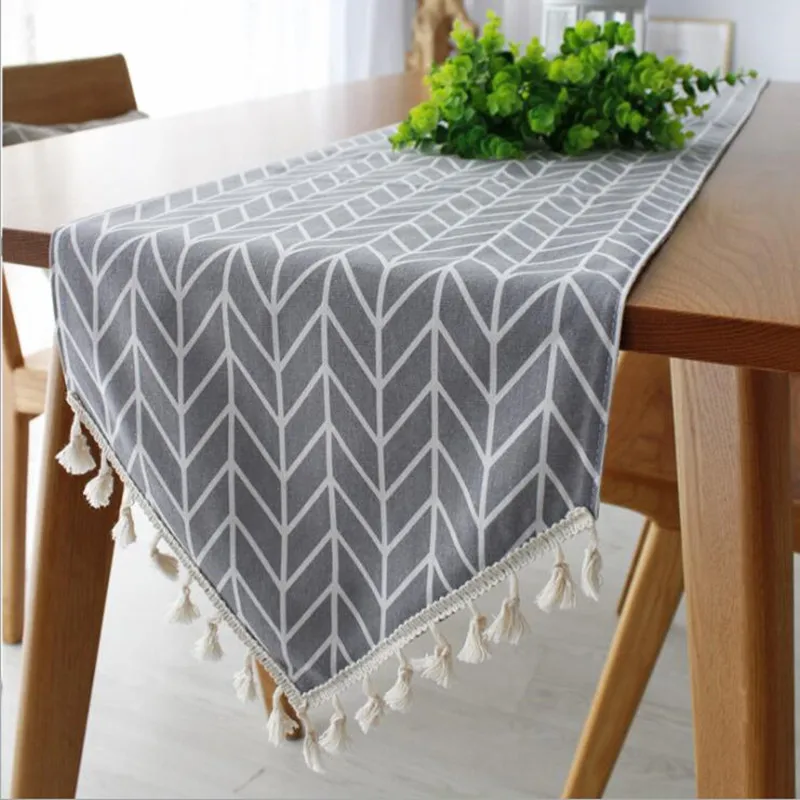 CFen A's 8 Color Simple Modern Quality Table Runner Tassel Dining Table