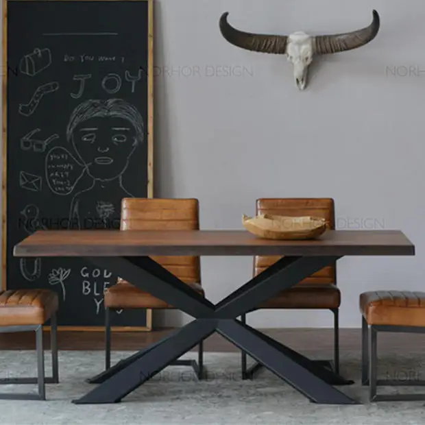 American vintage mesas de comedor de madera, mesa de hierro forjado ... American vintage mesas de comedor de madera, mesa de hierro forjado ...