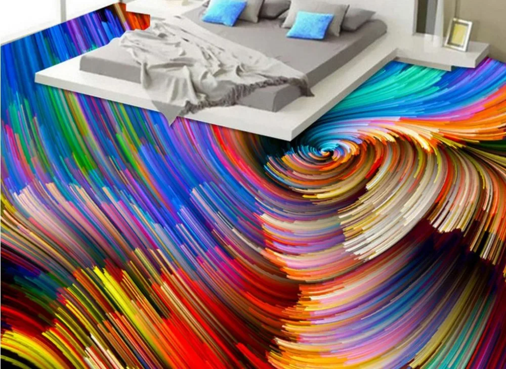 

Abstract 3D Flooring Colorful Whirlpool papel de parede 3D Europeu 3D Wallpaper Bathroom Non-slip 3D Floor Tiles