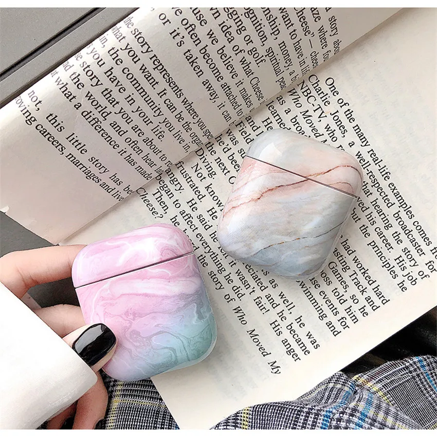 

Luxury fashion marble plastic hard Protective Wireless Bluetooth Headset case For Apple Airpods 1 2 Earphone cover