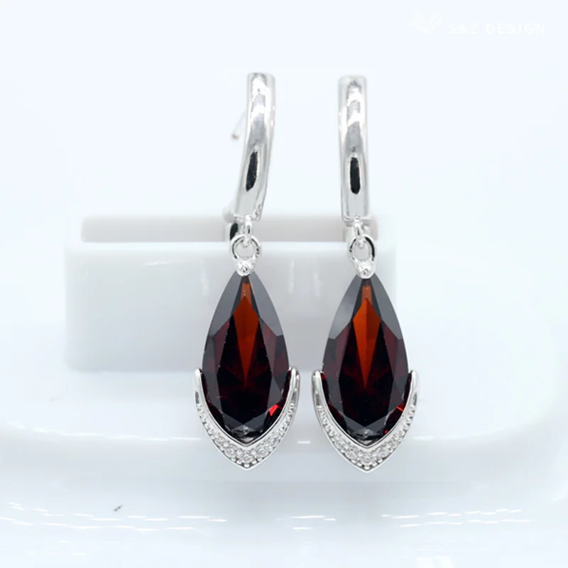 S&Z DESIG New Water Drop Long Style Zircon Earrings European and American Women Fashion Earrings Simple Personality Anti-allergy