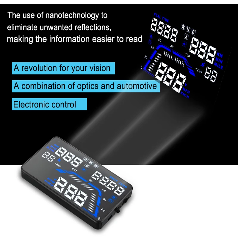 5,5 ''Q7 авто Универсальный лобовое стекло автомобиля Hud gps проекционный Спидометр Hud Дисплей автомобиля Hud Дисплей скорости выше Предупреждение