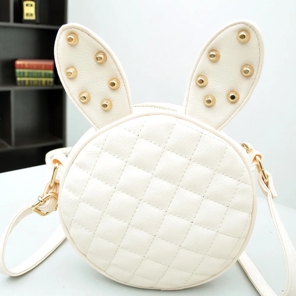 

Delicate New Women Girl Summer Cute Rabbit Ear Round PU Leather Body Mini Shoulder Messenger Bag bolsa feminina Fast Shipping