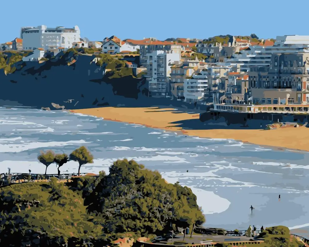 

MaHuaf-j296 France Aquitaine Biarritz coast beach painting by numbers paint canvas for home decor