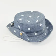 Летняя Детская Панама джинсовые Мягкий хлопок Дети трактор девочки-мальчики с принтом звезды, шляпа от солнца