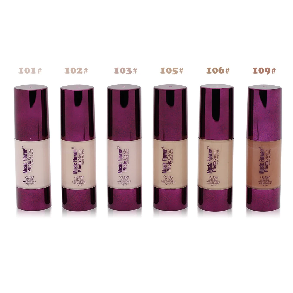 

Music Flowers Pro 6 Colors Nude Makeup Face Foundation Liquid Concealer Dark Circles Cream Moisturizing Facial Base Cream TSLM1