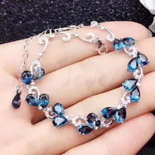 Синее ожерелье из топаза, браслет,, натуральный настоящий голубой топаз, Стерлинговое Серебро 925 пробы, 0.5ct* 16 шт, драгоценный камень# SB18092406