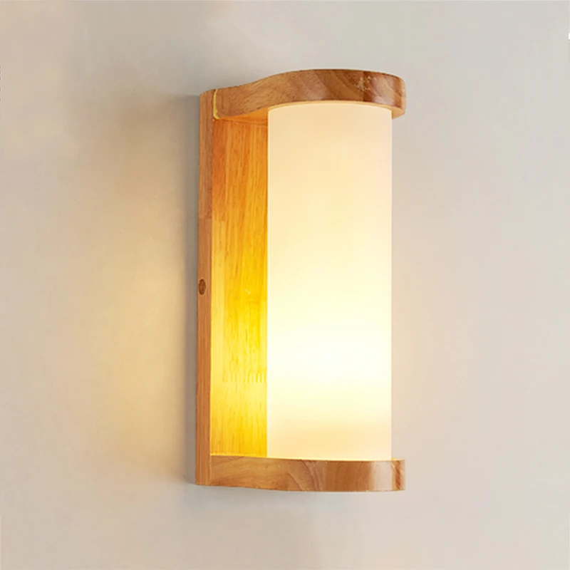 Скандинавский настенный светильник деревянный светодиодный Wandlamp стеклянная