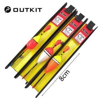 OUTKIT 3 Pcs/Lot 8cm Vertical Buoy Fishing Float Set Wood Fishing Floats Pesca Fishing Tackle Tiple Suit Accessories