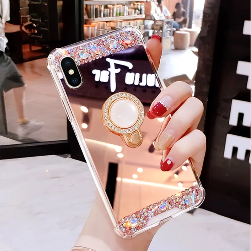 Зеркальный чехол со стразами для телефона Samsung Galaxy S10 Plus S10e Lite S8 S9 Note10 + Note 9 8