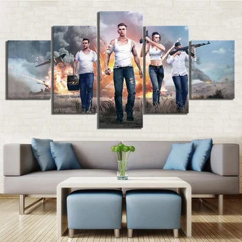 

5 Piece Video Games Free Fire Poster Wall Sticker Garena Free Fire Pictures Free Fire Battlegrounds Canvas Paintings Wall Art